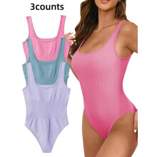 (Multicolor9, Xl) Women's Sleeveless Fit Square Neck Sports Tummy Control Bodysuit, Sporty Shapewear Bodysuit, High Stretch Seamless Tank Bodysuit,