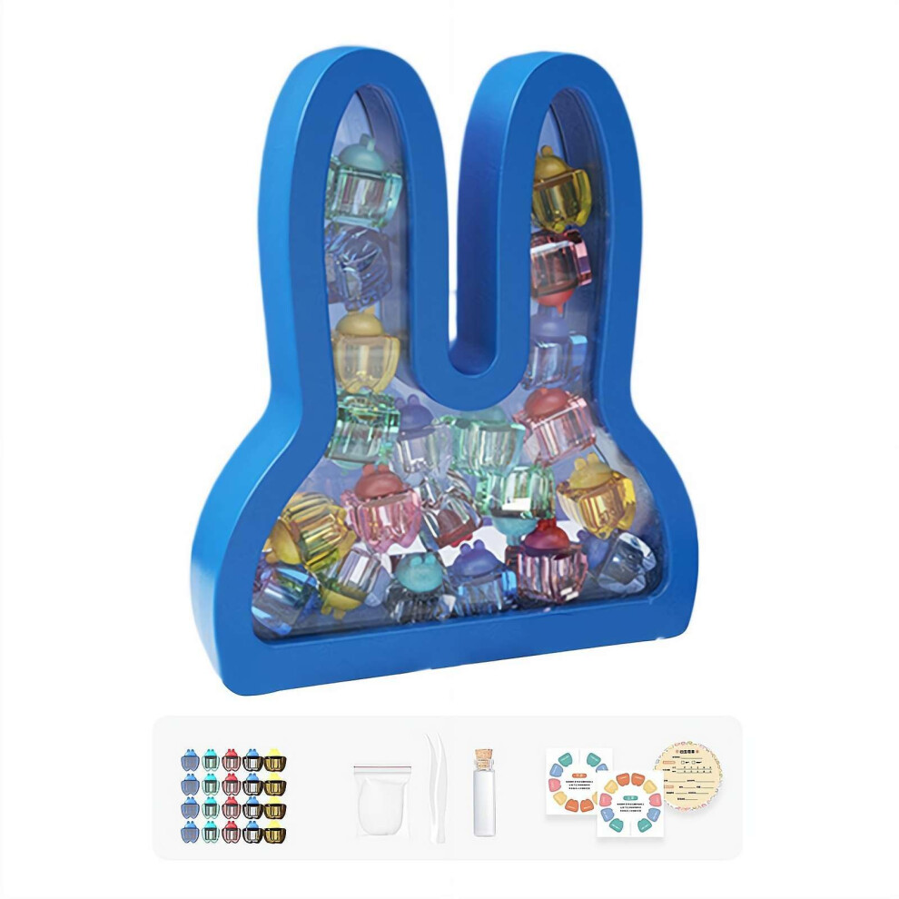 Personalized Baby Tooth Storage Box, Rabbit Shape, Keepsake Container for Lost Teeth, Blue, with Labels for Home and School
