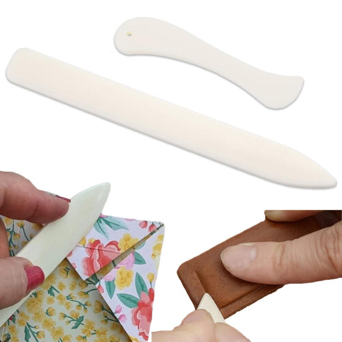 Paper Bonefolder, 2-Pack Plastic Folding Tools, Bone Folder for Card Making, Paper Crafts, Leather Projects