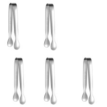 5pcs Stainless Steel Ice Tongs 11cm Small Serving Tongs Sugar Cube Tongs for Coffee Tea Café Kitchen Silver