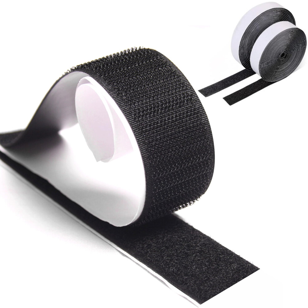 10M Tape, Self-Adhesive, 20Mm Wide Double-Sided Hook And Loop Fastening, Extra Strong Black Adhesive Tape 6447073833113