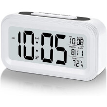 Veeki Battery Digital Alarm Clock,lcd Clock Electronic for Bedroom Home Office ,with Date,indoor Temperature,snooze Light,small-sized,backlight-white