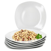 Set of 6 Large White Porcelain Dinner Plates for Main Meals, Barbecues, and Everyday Use