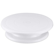 Rotating Cake Plate 28 cm White - Non-Slip Base, Durable Plastic, Ideal for Decorating and Serving Cakes