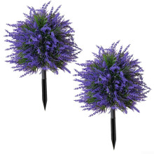 Artificial Boxwood Topiary Balls Lavender, 2-Piece Set with Ground Spikes, UV Resistant for All Seasons, 12 Inches