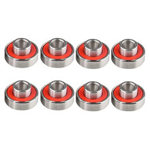 608 Inline Roller Skate Bearings - 8 Pack Anti-Rust Skateboard Wheels 8x22x12.6mm with Shaft, Red Color