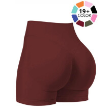 (Burgundy, M) Seamless Shorts for Women, Invisable Scrunch Butt Lifting Gym Seamless Booty Biker Shorts, Breathable Comfortable High Stretch Skinny