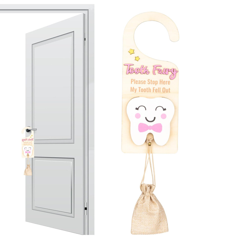 Tooth Fairy Box For Baby Teeth, Wooden Keepsake Holder With Coin Slot, Souvenir For Bedroom Decoration Pink
