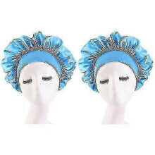 2 Pack Women Satin Solid Sleeping Hat Night Sleep Cap Hair Care Bonnet Nightcap Tw