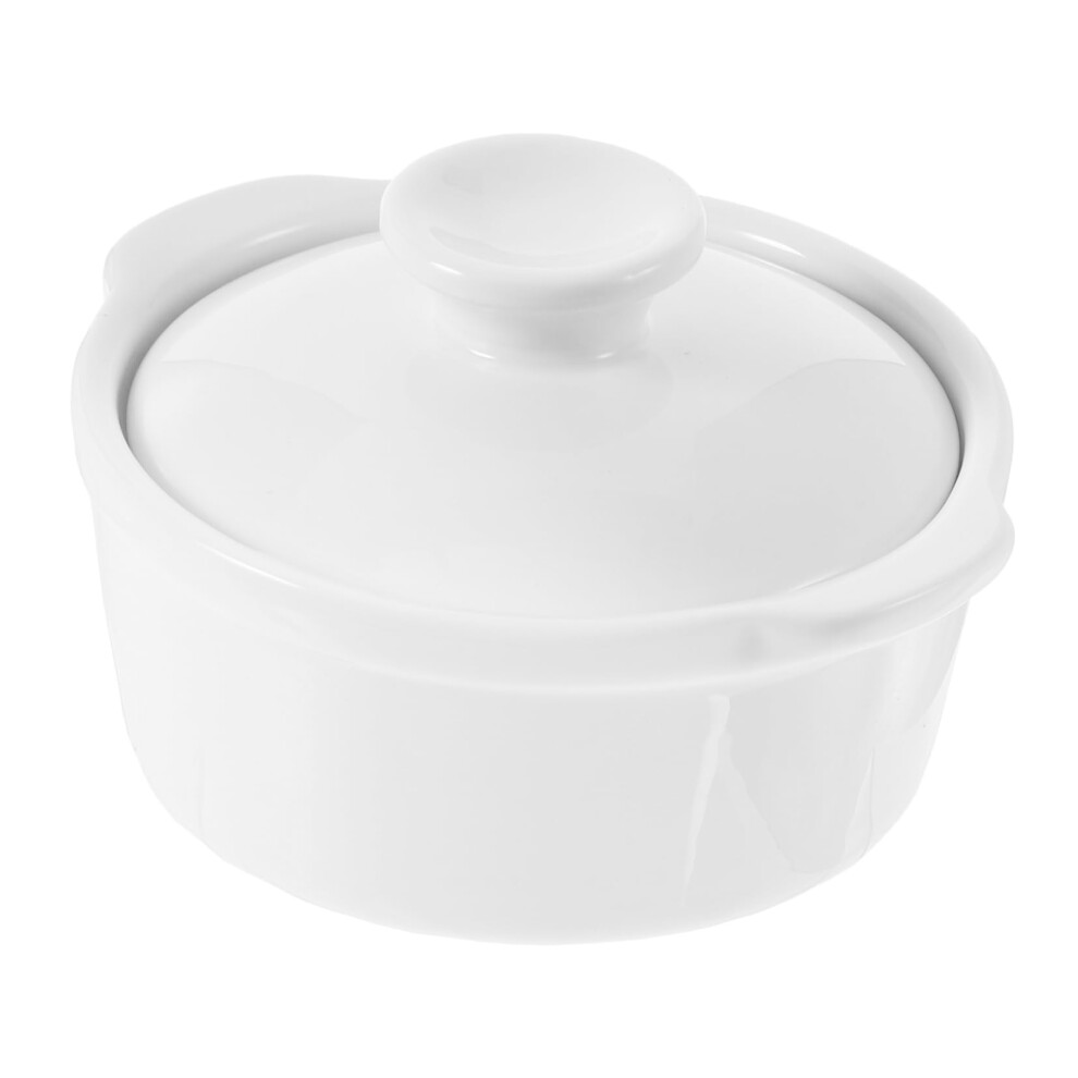 Elegant Ceramic Soup Bowl with Lid for Restaurants, Steamed Rice Serving Bowl, 24 oz, Dishwasher Safe-image-OPC-PJWFDCW-NEW