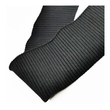 Elastic Polyester Fabric for Sewing, Ribbed Material for Quilting and DIY Projects, Black Color for Cuffs and Collars