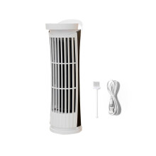Small Table Fan Tower Fan with 2 Speeds Quiet Operation for Home Living Room Bedroom USB Desk Lamp White