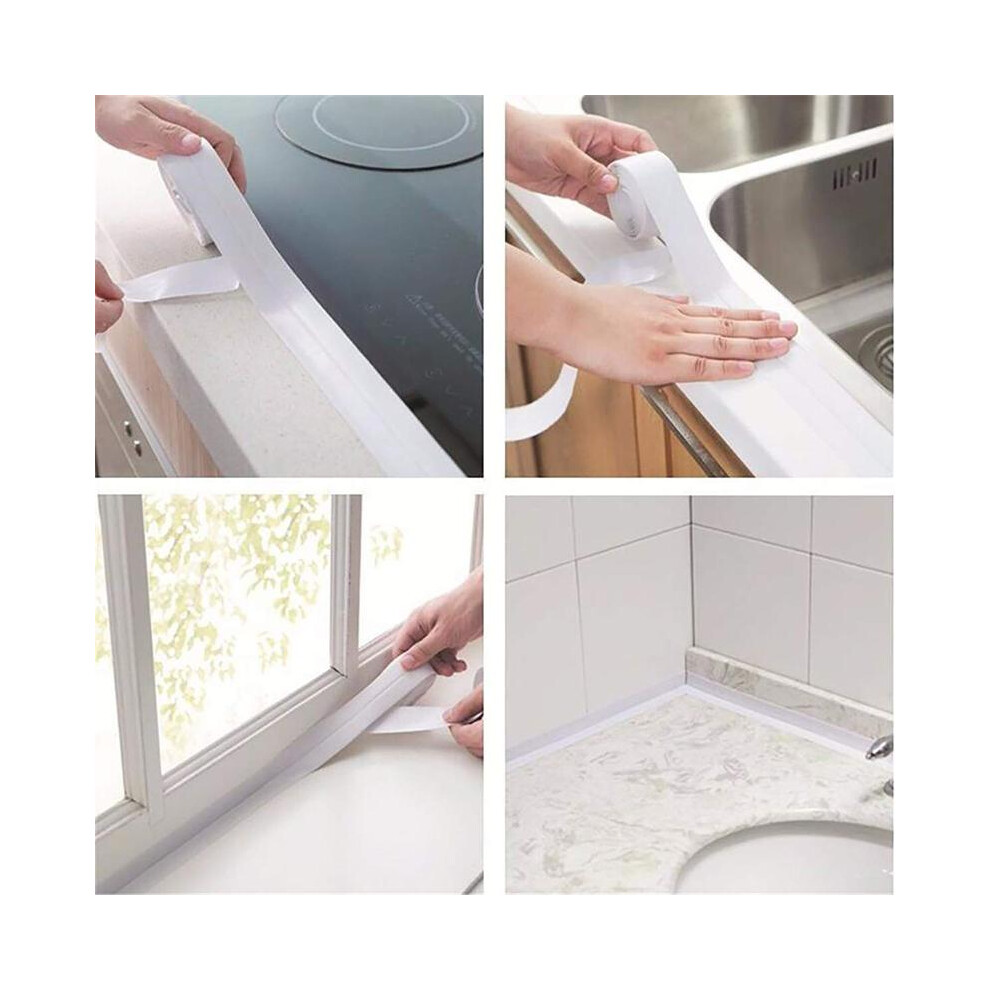 (Off White, M 3.8Cm*3.2M) Caulk Tape,Bathroom Corner Caulking Tape,Self-Adhesive Sealing Tape Used For Kitchen Sink,Toilet, Bathroom Bathtub, Tub Floo 3324543046446