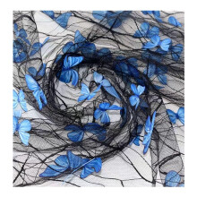 Mesh Fabrics 130cm Black Transparent Blue 3D Butterfly Floral Lace Tulle Embroidered Wedding Dress Material