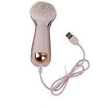 (Cradle, Beige) Facial Brush Skin Massager Electric Silicone Face Brush USB Cleansing Waterproof Sonic Vibration Beauty Instrument Care Tool