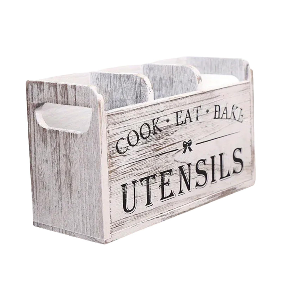 Portable Kitchen Organizer with Removable Wooden Divider, White, Stable Design for Kitchen Tables and Countertops-image-OPC-PJWFGDZ-NEW