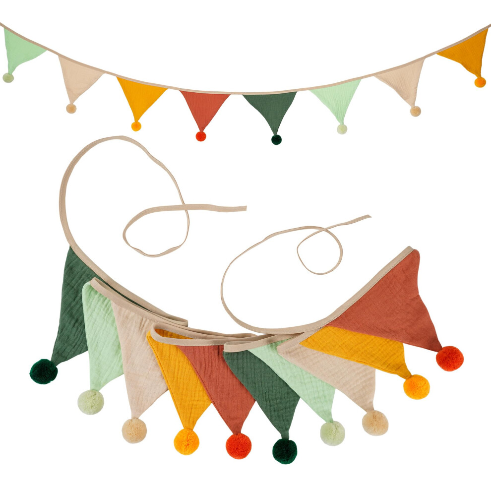 Fabric Garland Bunting 2.6m Weatherproof Outdoor Decoration for Baby Room in Dark Candy Colors Mini Bunting for Gifts
