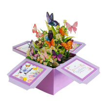 3D Flower Gift Box with Greeting Card for Mother's Day, Appreciation for Mom, Wife, Daughter, Violet Color
