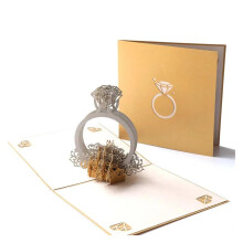 Wedding Invitation Set of 10 Valentine's Day 3D Pop-Up Diamond Ring Greeting Cards for Anniversary Party Decorations