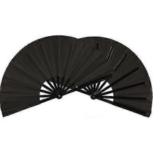 2 Pcs Large Folding Fan Nylon Cloth Handheld Folding Fan Chinese Kung Fu Tai Chi Fan Decoration Fold Hand Fan for Party Favors (black) TW