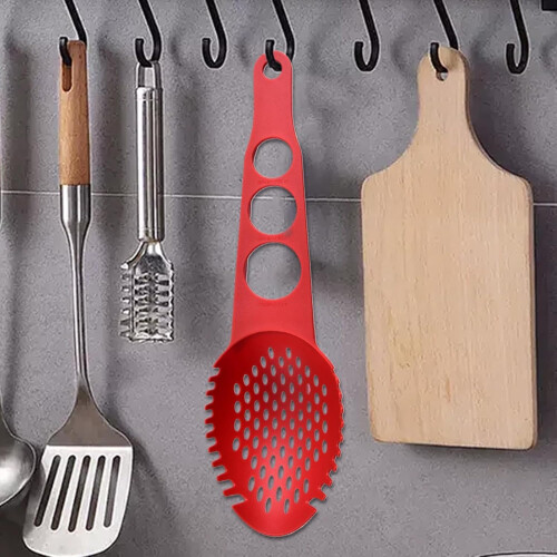 Pasta Scoop Spaghetti Spoon Server Red 2 in 1 Multifunctional Strainer and Serving Tool Comfortable Kitchen Cutlery 1