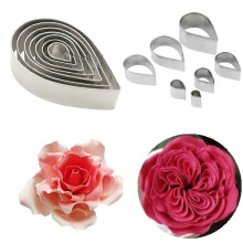7 Teile/satz Rose Cutter Edelstahl Wasser Tropfen Form Fondant Blume Formen Blütenblatt Schablonen C