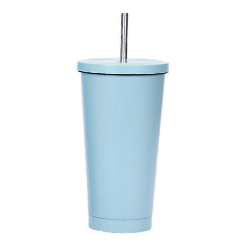 Edelstahl-Strohbecher Kaffeebecher Thermosbecher Milchteebecher blau.-OEIN