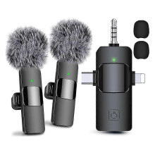 3 in 1 Wireless Lavalier-mikrofone für, Android, Kamera, USB-C Mikrofon, Mini Mikrofon mit