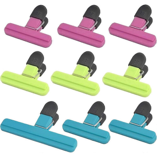 Beutelclips, 9 Lebensmittelbeutelclips, 3 Farben, stabile Lebensmittelclips, wiederverwendbare Kunst
