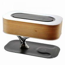 Smart Led Bedside Table Lamp with Wireless Charging Phone Bluetooth Speaker Dimmable Desk Lamp Indoor Creative Wood Tree Lamp