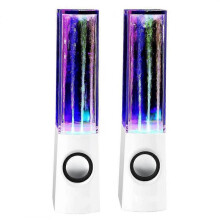 (normal, white) 2PCS LED Light Dancing Water Music Fountain Light Speakers for PC Laptop For Phone Portable Desk Stereo Speaker