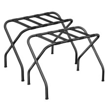 Luggage Rack Folding Luggage Stand 2 Piece Set Black Steel Frame 27.17x14.57x20.08in Hotel Guest Room Accessories