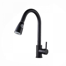 (Black) Brushed Nickel Kitchen Faucet Single Hole Pull Out Spout Kitchen Sink Mixer Tap Stream Sprayer Head Chrome/Black Mixer Tap