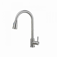 (Sliver) Brushed Nickel Kitchen Faucet Single Hole Pull Out Spout Kitchen Sink Mixer Tap Stream Sprayer Head Chrome/Black Mixer Tap