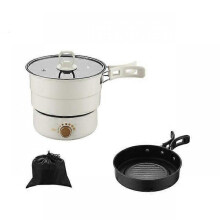 (Stainless steel2 110V) 110V/220V Travel Rice Cooker Portable Split Frying Pan Electric Stew Soup Pot Boiler Cooking Skillet Mini Hotpot Food Steamer