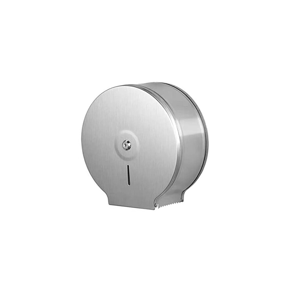 Commercial Stainless Steel Jumbo Toilet Paper Dispenser with Key Lock, Wall Mounted, Single Roll Holder for High Traffic Restrooms-image-OPC-PJWH9CP-NEW