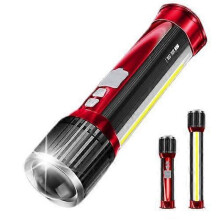 (Short model) Novelty LED Flashlight Rotating telescopic zoom LED Torch With side light Rechargeable Camping light Floodlight Can charge phone