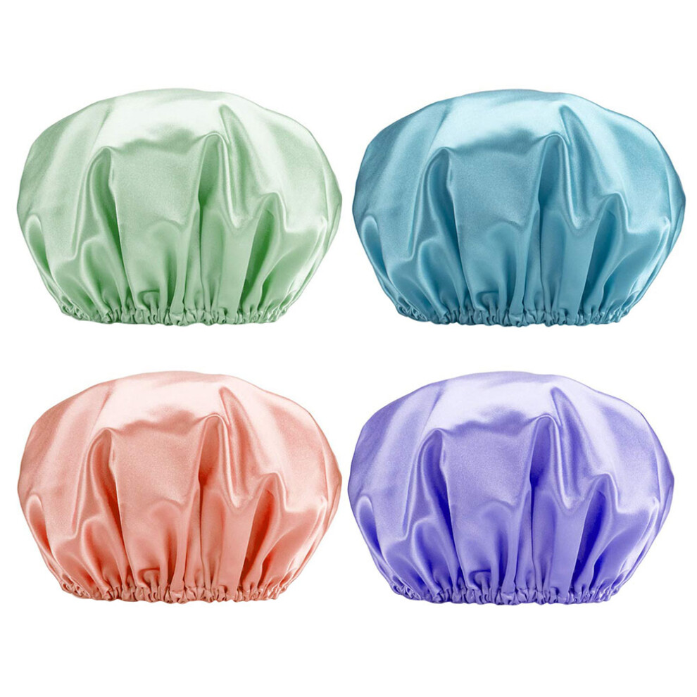 Ohphcall 4Pcs Shower Cap Bath Caps Bathing Cap Waterproof Cap Hair