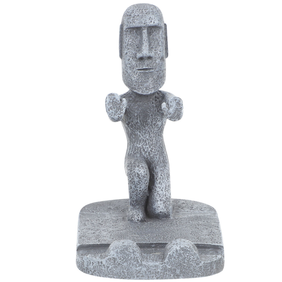 Resin Desktop Phone Stand Moai Statue Hands-Free Phone Holder Grey 3061505802732