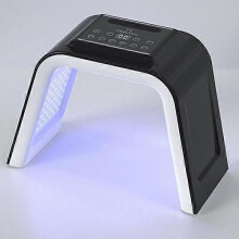 (Black) Spa Use Portable 7 Colors Pdt Led Light Therapy Machine New Design Nano Mist Spray Facial Light Therapy Machine