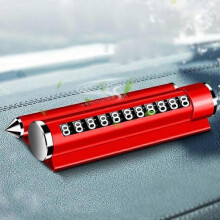 (red) Rescue Hammer Urgent Glass Breaker Temporary Car Parking Card Scroll Numbers Alloy Aromatherapy Bracket Car Phone Holder 4 in 1