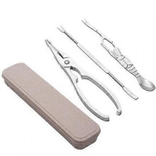 (A) Prawn Peeler Portable Seafood Tool Stainless Steel Crab Peel Shrimp Tool Lobster Clamp Pliers Clip Pick Set Kitchen Accessories