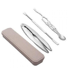 (B) Prawn Peeler Portable Seafood Tool Stainless Steel Crab Peel Shrimp Tool Lobster Clamp Pliers Clip Pick Set Kitchen Accessories