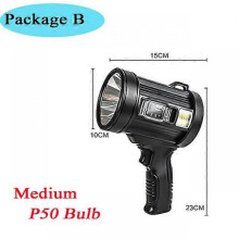 (P50, Black) C3 P70 Rechargeable Solar Spotlight Led Spot Lights Handheld Large Flashlight Super Bright Waterproof Outdoor With Cob Light