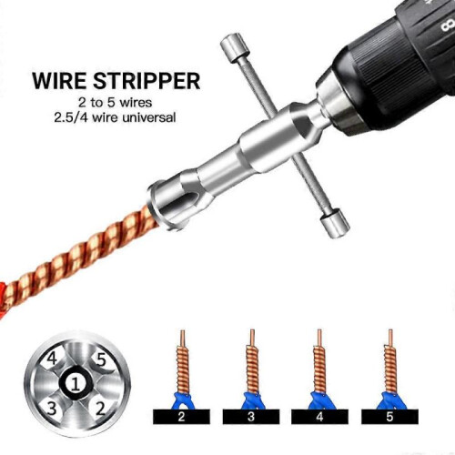 (B) Automatic Wire Stripper Twisted Wire Tool Cable Peeling Twisting Connector Electrician Stripping Artifact Connector Hand Tools 1