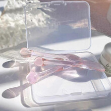 (pink)3Pcs Eye Massager Acrylic Skin Beauty Tools Dark Circles Eye Cream Divided Scoop Massage Absorb Roller Transparent Makeup Sticks