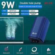 (9w Double holes set) Silent Aquarium Oxygen Air Pump with Check Valve Fish Tank Four Outlet Large Oxygenator Aquarium Air Compressor Aerator 220v 14w