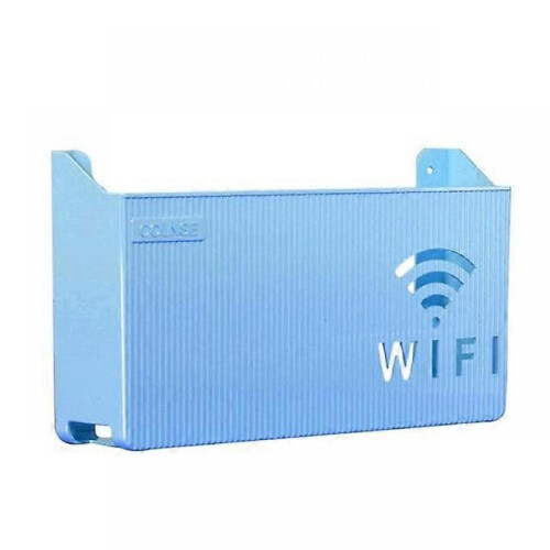 (Light blue) Wall-Mounted Wireless Wifi Router Shelf ABS Plastic Storage Box Cable Power Bracket Organizer Box for Media Boxes Game Console