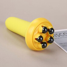 (Yellow) 5-Bead Ball Massager Multifunctional Massage Roller Professional Pressotherapy Portable Beautiful Health Care Massage Instrument