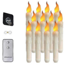(12PC, Yellow) 6Pcs Set Floating LED Candles Light With Rope Remote Control Birthday Wedding Decoration Party Easter Decor LED Candle